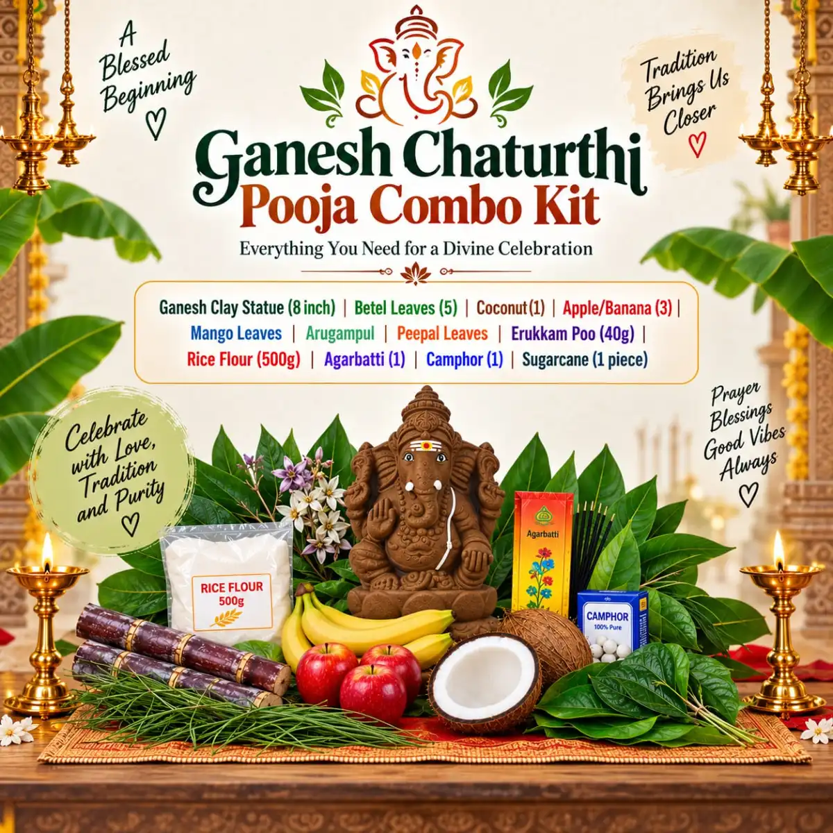 Ganesh chaturthi[Pooja Combo] kit [8 inch Statue]